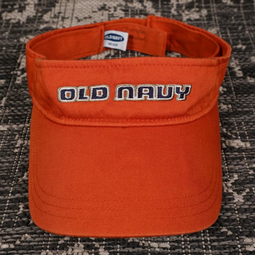 Vintage Old Navy Visor Hat Orange‎ One Size Embroidered Logo Y2K Sporty Sun Cap